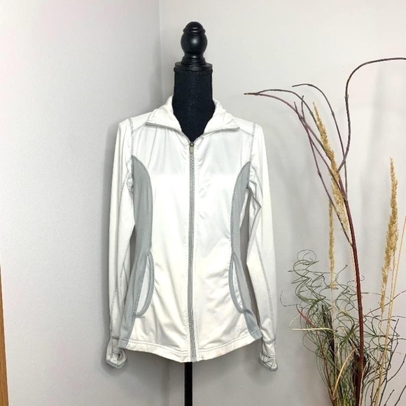 Danskin Now Semi-Fitted White and Gray Jacket - Picture 1 of 9